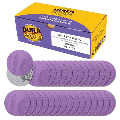 Dura-Gold Premium 2000 Grit 2" Purple Film Ceramic Sanding Discs, Box of 30 - style: 2000 Grit