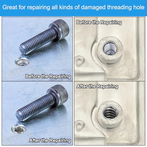 PATIKIL Self-Tapping Threaded Inserts, 20 Pcs M4 x M6.5 x 4mm 303 Stainless Steel Thread Adapter Reducer Slotted Screw Repair Inserts Nuts Sleeve - size: M4 x M6.5 x 4mm