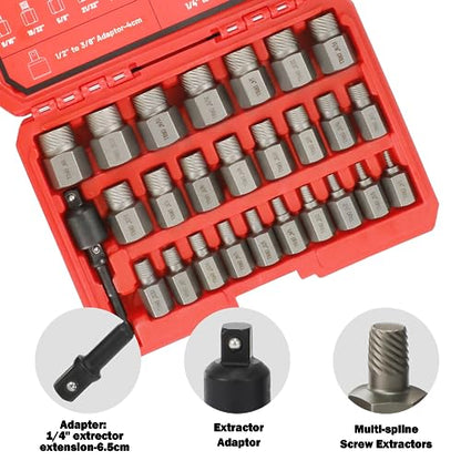 27Pcs Screw Extractor Set Hex Head Multi-Spline Easy Out - size: 27Pcs