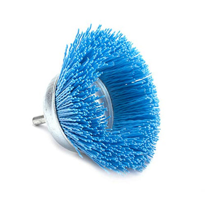 3inch（75mm）Nylon Abrasive Cup Brush with 1/4" Shank Blue Grit 240 - color: Blue
