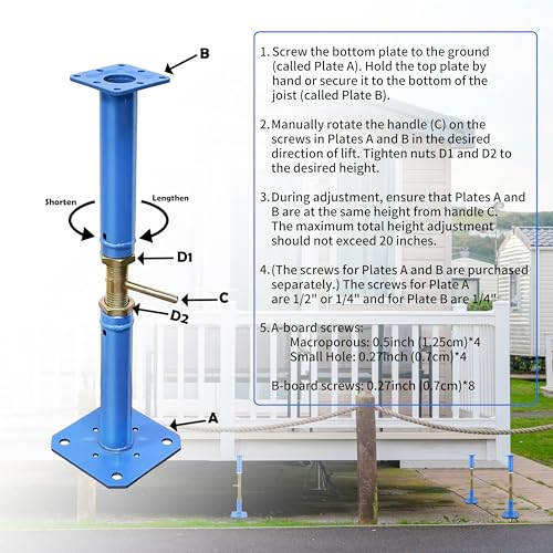 Jack Posts Crawlspace for Leveling Permanent - 16.5-30in House Floor Jacks - size: 16.5-30 inches