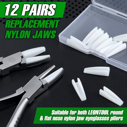8 Pairs Replacement Nylon Jaws for Flat Nose & Half Round Eyeglasses Frame Pliers, Nylon Tip Replacement Jaws, Smooth Tip Inserts for Eyeglasses Repair Arm Forming - size: 16 piece