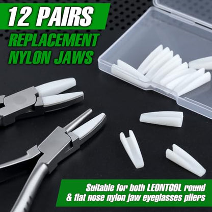 8 Pairs Replacement Nylon Jaws for Flat Nose & Half Round Eyeglasses Frame Pliers, Nylon Tip Replacement Jaws, Smooth Tip Inserts for Eyeglasses Repair Arm Forming - size: 16 piece