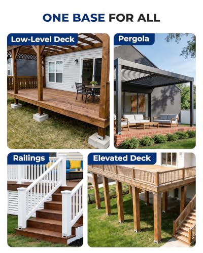 Actual 6x6 Post Base Deck Brackets for Porch, Pergola, Fence 4PCS