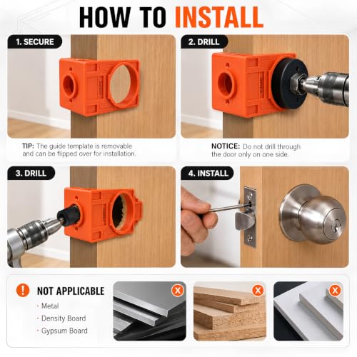 Door Hinge Jig & Door Lock Installation Kit Aluminum Alloy Template