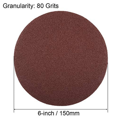 uxcell 6" PSA Sanding Discs 80 Grit Self Stick Aluminum Oxide Sandpaper for Random Orbital Sander Wood Metal Dry Polishing 20pcs - style: 80 Grit