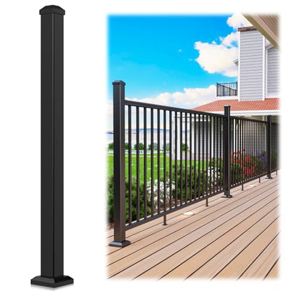 Egadis 2.56in x 2.56in x 45in Aluminum Railing Post with Screws, Black - color: The 45in Post - 1 Pack