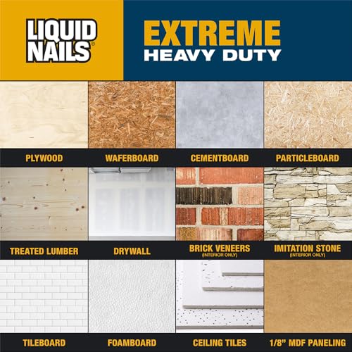 Liquid Nails Extreme Heavy Duty 28 oz. White Latex-Based Construction Adhesive, 12 Pack - color: White, size: 28 Ounce (Pack of 12), style: Extreme Heavy Duty