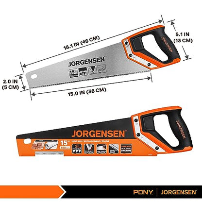 JORGENSEN Japanese Flush Cut Saw - 5 Inch Small Pull Saw & JORGENSEN 15 Inch Pro Hand Saw