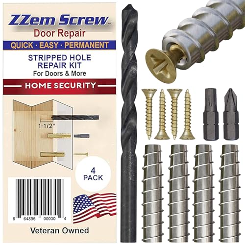 4-Pack #9 x 1-1/2" Permanent Stripped Screw Hole Repair Kit