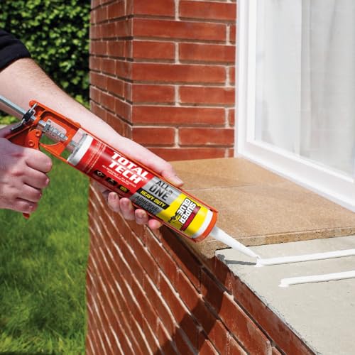 Total Tech, White, 9.8oz Cartridges, Heavy-Duty Construction Adhesive & Sealant Caulk, Flexible, All-Weather, Watertight, UV-Resistant, High Strength, Instant Grab, Ideal for Pools, Bathtubs - color: White