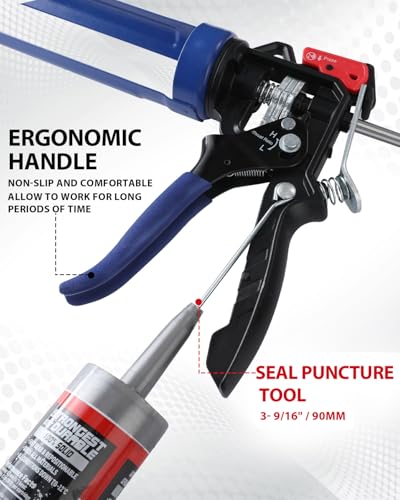WORKPRO Caulking Gun, Hand Caulk Gun with Adjustable 9:1&18:1 Thrust Ratio - size: 10 oz
