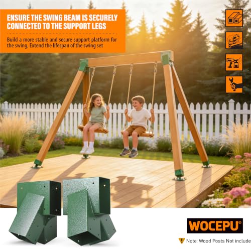201 Stainless Steel Swing Set Bracket 2pcs A-Frame Brackets with All Mounting Hardware（Green） - color: Green, size: A-Frame Brackets 2pcs