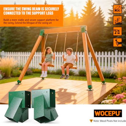201 Stainless Steel Swing Set Bracket 2pcs A-Frame Brackets with All Mounting Hardware（Green） - color: Green, size: A-Frame Brackets 2pcs