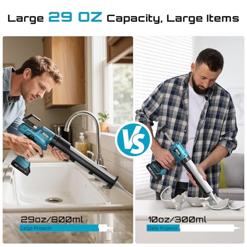 SEESII 29oz Electric Caulking Gun, Cordless Caulk Gun, Variable Speed
