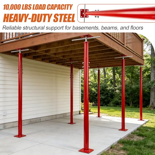Adjustable House Jack Post, 55" - 100" Heavy Duty Steel Support Pole Jacks - color: Red