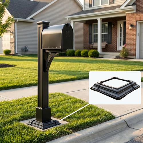 6 x 6 Inches ABS Post Sleeve, Adjustable Skirt, Black, 4 Pack - color: 4Pack-Black