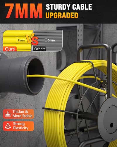 OKK Sewer Camera with 512Hz Locator, Professional 9" Self-Leveling Drain Camera 300ft, Distance Counter, 7mm Cable, Pull Handle, Wheels, IP68 Waterproof, DVR with Mic, 32GB Card, 5100mAh Battery - size: 300ft/90m