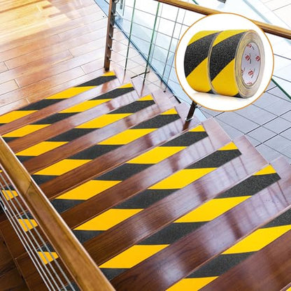 BOMEI PACK Anti Slip Traction Tape,2 Inch x 16.5 Ft,Heavy Duty Non Slip Tape,Grip Tape for Stairs, Tread Step, Indoor & Outdoor Use,Waterproof Stairs Non Skid Treads (Black & Yellow) - color: Black & Yellow