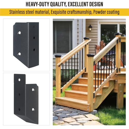 AECXM 201 Stainless Steel 2" x 4" (1 ½" x 3 ½" Actual) Deck Railing 35° Stair Connectors, for Deck Railing Stair Handrail Connection Installation Deck Railing Bracket (2 Pair-Black) - size: Angle 35°