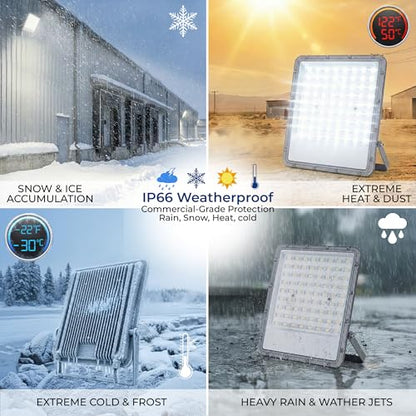 150W LED Flood Light Outdoor, 110-277V Commercial & Residential LED Lights IP66 Waterproof, 6500K Daylight White, 16500LM, Energy Efficient Flood Outdoor Lights, Plug-in LED Flood Lights, 2 Pack - size: 150W-2Pcs