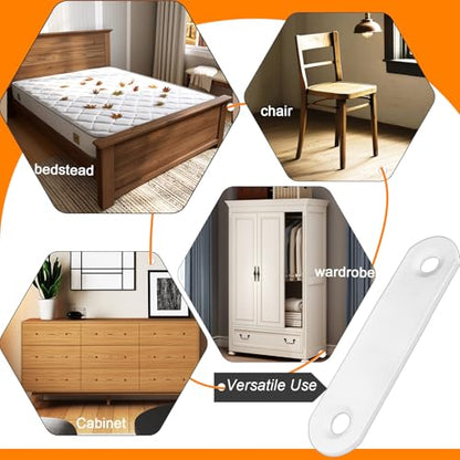 20 Pack White Flat Bracket 2.2" x 0.63" Straight Brace - color: White, size: 20 Pcs / 2.2 x 0.63 in