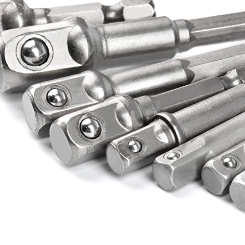 TIMESETL 8pcs Impact Adaptor Set - 1/4" 3/8" 1/2" Hex Shank Square Nut Drill Extension Bit Set