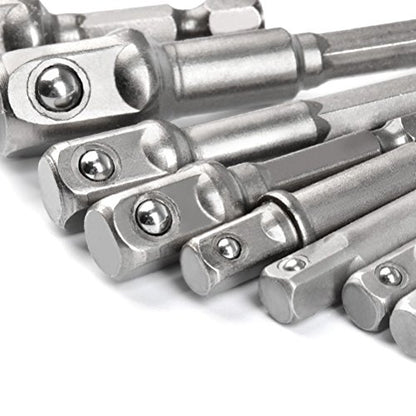 TIMESETL 8pcs Impact Adaptor Set - 1/4" 3/8" 1/2" Hex Shank Square Nut Drill Extension Bit Set