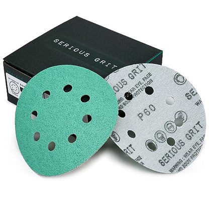 Serious Grit - 5-Inch 8-Hole P60 Grit Sanding Discs - 25 Pack Box - size: 60 Grit