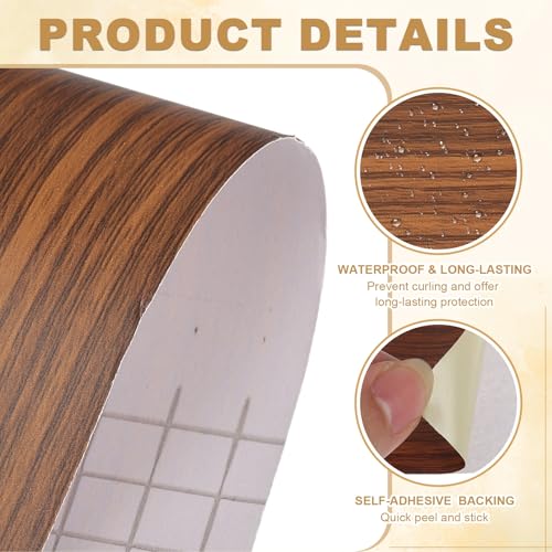 Wood Grain Repair Tape 4.7x33', Self Adhesive Realistic Textured Repair Patch Peel and Stick Wood Tape with Scraper for Floor Door Window Furniture Table Teak