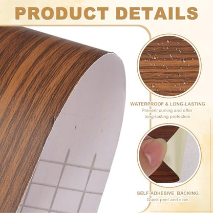 Wood Grain Repair Tape 4.7x33', Self Adhesive Realistic Textured Repair Patch Peel and Stick Wood Tape with Scraper for Floor Door Window Furniture Table Teak