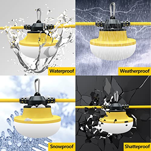 New Upgrade 50FT Construction String Lights LED Industrial Grade - size: New 50FT 2 Prong (Yellow)