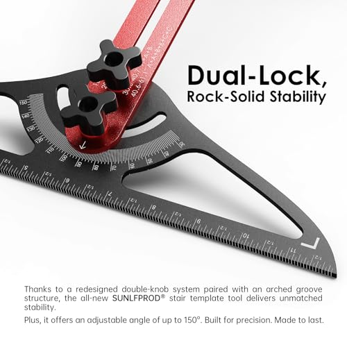 Stair Tread Template Tool - Dual Solid Nut Locking Stair Tread Tool Jig - color: Red-Gray
