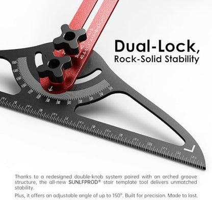 Stair Tread Template Tool - Dual Solid Nut Locking Stair Tread Tool Jig - color: Red-Gray