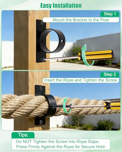 4 Pack Stainless Steel Rope Holder with Cross Screw, Easy to Install