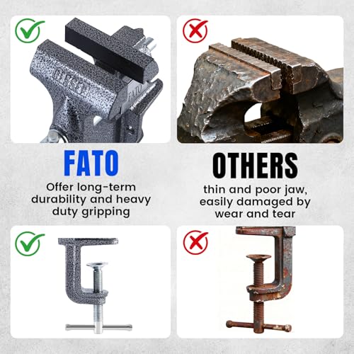 FATO 3” 360° Clamp-On Table Vise, 800LB Clamping Force - size: Table-3"