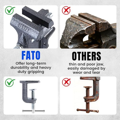 FATO 3” 360° Clamp-On Table Vise, 800LB Clamping Force - size: Table-3"