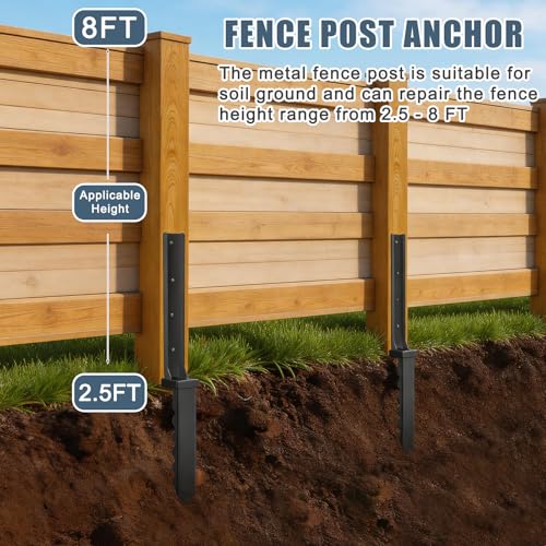 2Pcs Fence Post Repair Kit, Quick Fix Broken/Tilted Wooden Fences