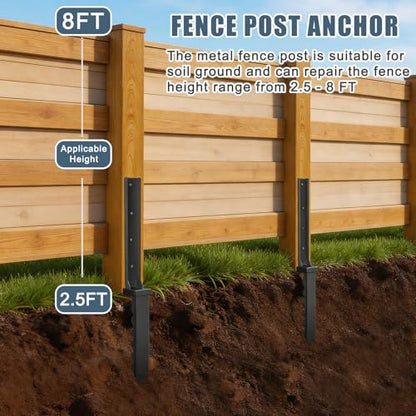 2Pcs Fence Post Repair Kit, Quick Fix Broken/Tilted Wooden Fences