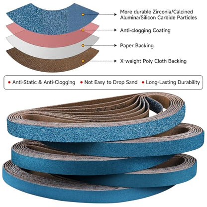10-Piece Premium 1 x 30 Inch Zirconia Sanding Belts 400 Grit - color: 400 Grit, size: 1x30 Inch