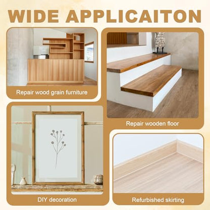 HARFINGTON Wood Grain Repair Tape 6" x33ft Self-Adhesive Repair Patch - color: Beige Wood, size: 6" x 33ft