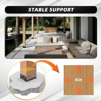 Black 6Pcs 6x6 Post Base Brackets Fit for Concrete Inner Size 5.5"x5.5" - size: Black