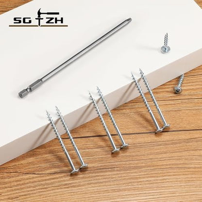 Pocket Hole Screws #8 x 1-1/4" (720Pcs) 4lb. Carbon Steel, Zinc Plated, Washer Head, Coarse Thread, Square Drive,150MM Drive Bit Included - color: Zinc Plated, size: #8 x 1-1/4"