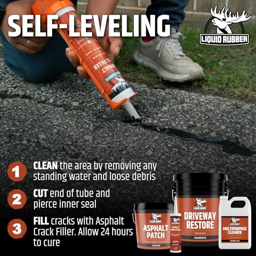 Liquid Rubber Self-Leveling Asphalt Driveway Crack Filler, 10oz, 4-Pack - style: 4 Pack
