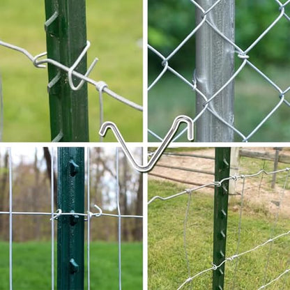 500Pcs T-Post Clips Pre-Cut Galvanized Steel with 2 Pack Fence Wire Twister