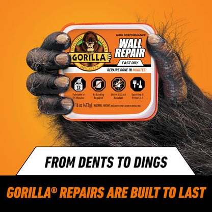 GORILLA Heavy Duty Fast Drying Wall Repair Spackling & Primer, 16 fl oz