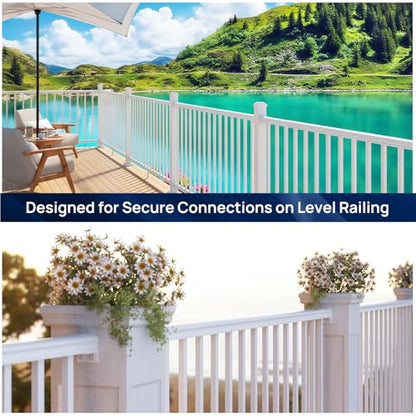 Egadis 4 Pack Modular Aluminum Fixed Railing Bracket, White - color: White Level Fixed Bracket - 4x Pack