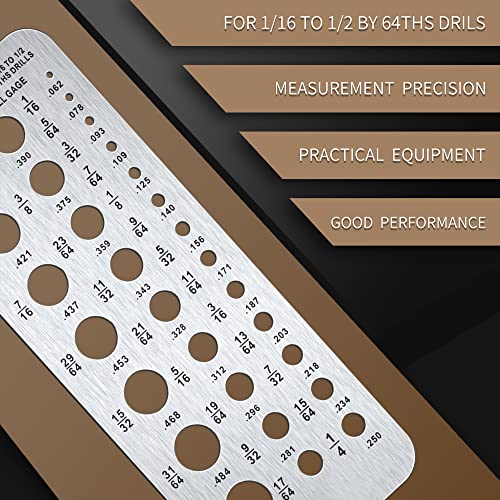 Weewooday Drill Bit Gauge 29 Hole Stainless Steel 1/16-1/2'', Silver - color: Silver
