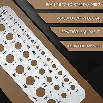 Weewooday Drill Bit Gauge 29 Hole Stainless Steel 1/16-1/2'', Silver - color: Silver
