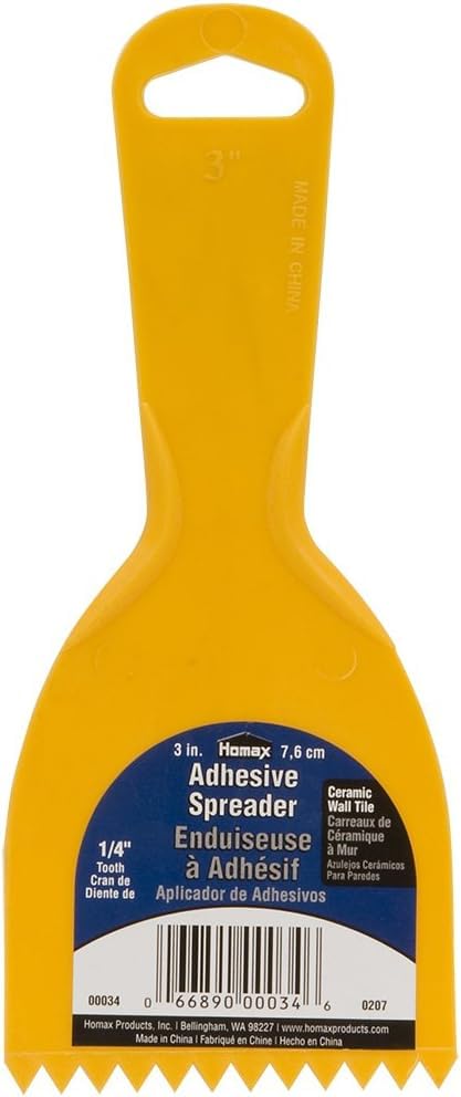 Homax 1/4" Tooth Adhesive Spreader for Ceramic Tile, Yellow, 3" (Pack of 6) - size: 3 inch (Pack of 6), style: 1/4" Tooth